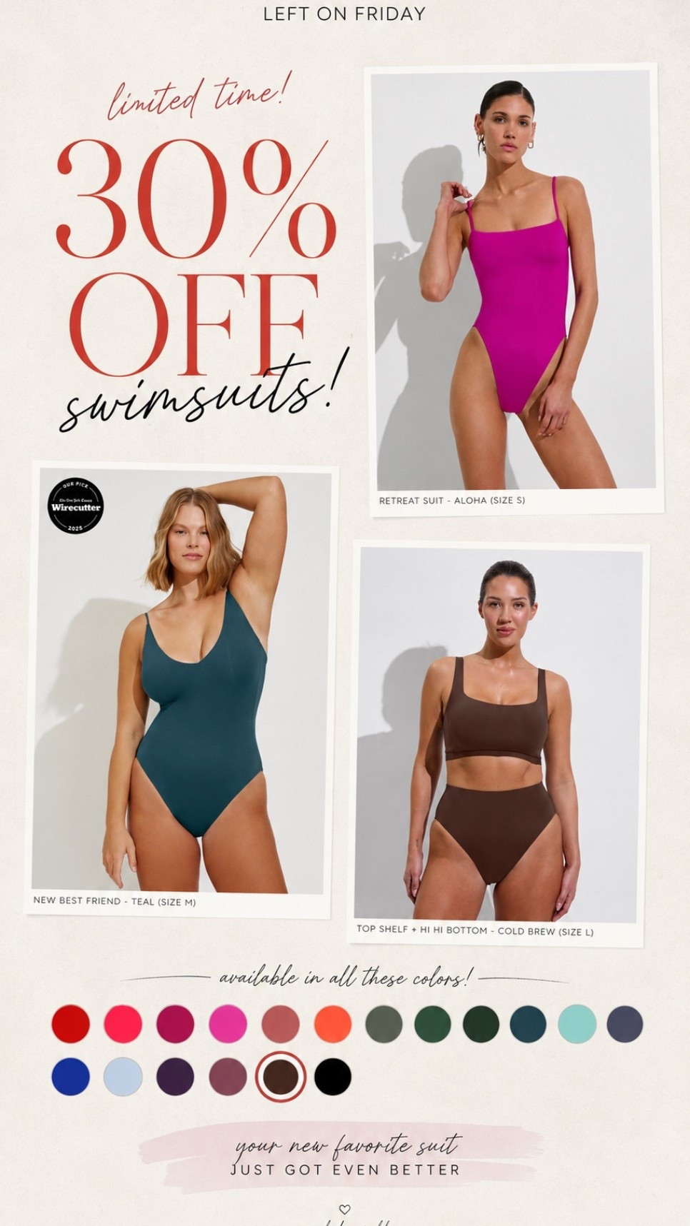 These swimsuits are amazing! 30% off today & true to size

#LTKgrwm #LTKootd #LTKSaleAlert