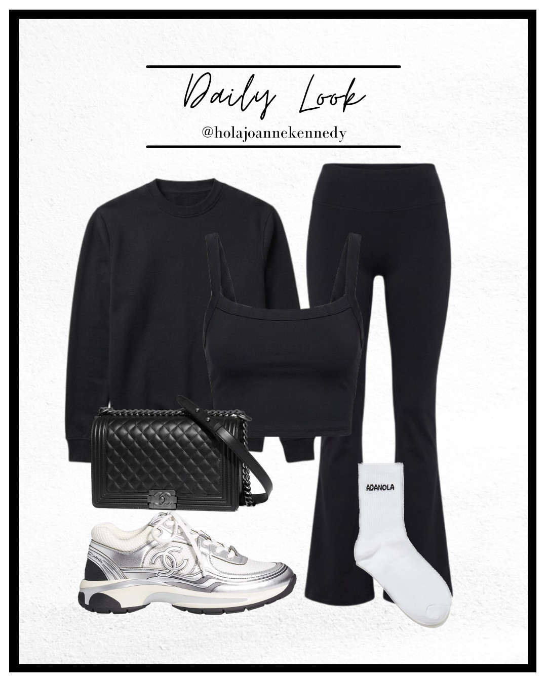 ARNE activewear women, black flared leggings outfit, black sports bra set, ARNE sweatshirt, Chanel trainers outfit, casual everyday outfit, off duty style, comfy chic, black activewear set 

#LTKfitness #LTKuk #LTKstyletip