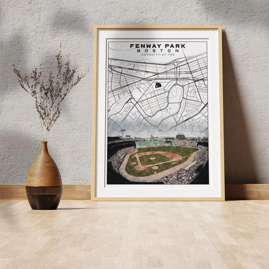 Fenway Park Baseball Stadium Map Wall Art for Gaming Room Downloadable Decor for Sports Lovers Mi... | Etsy (US)