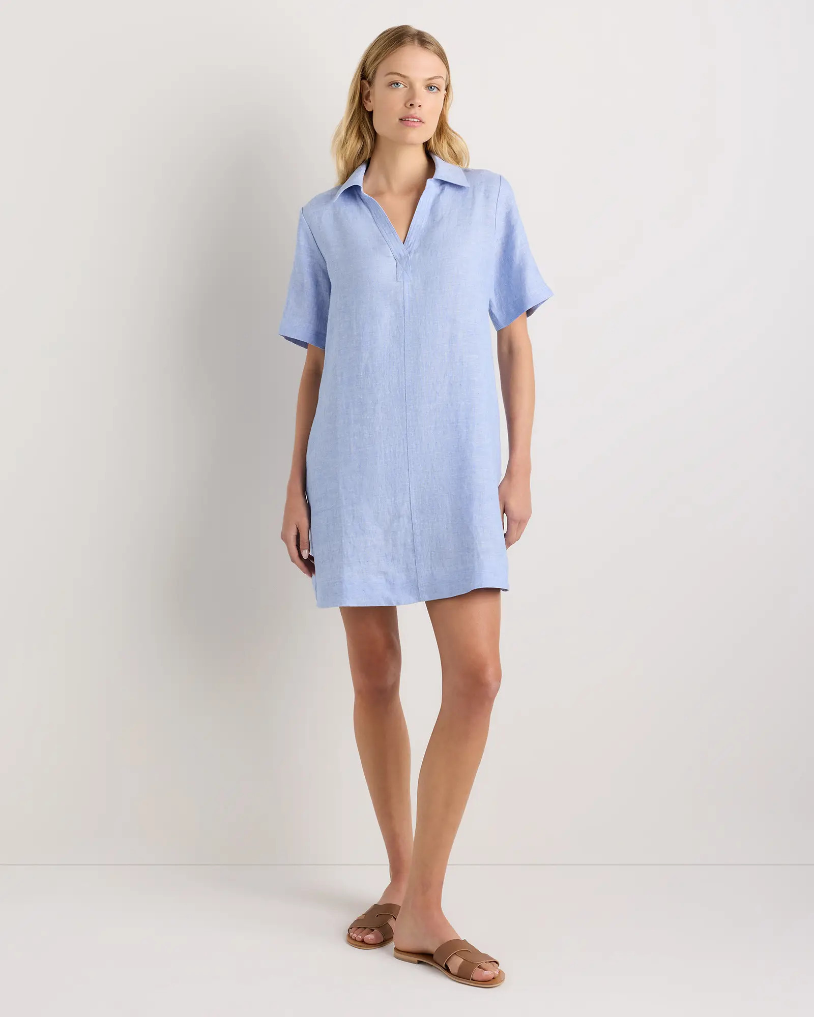 100% European Linen Popover Mini Dress | Quince