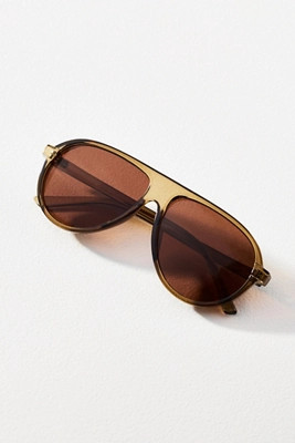 I-SEA Curved Aviator Sunglasses | Anthropologie (US)