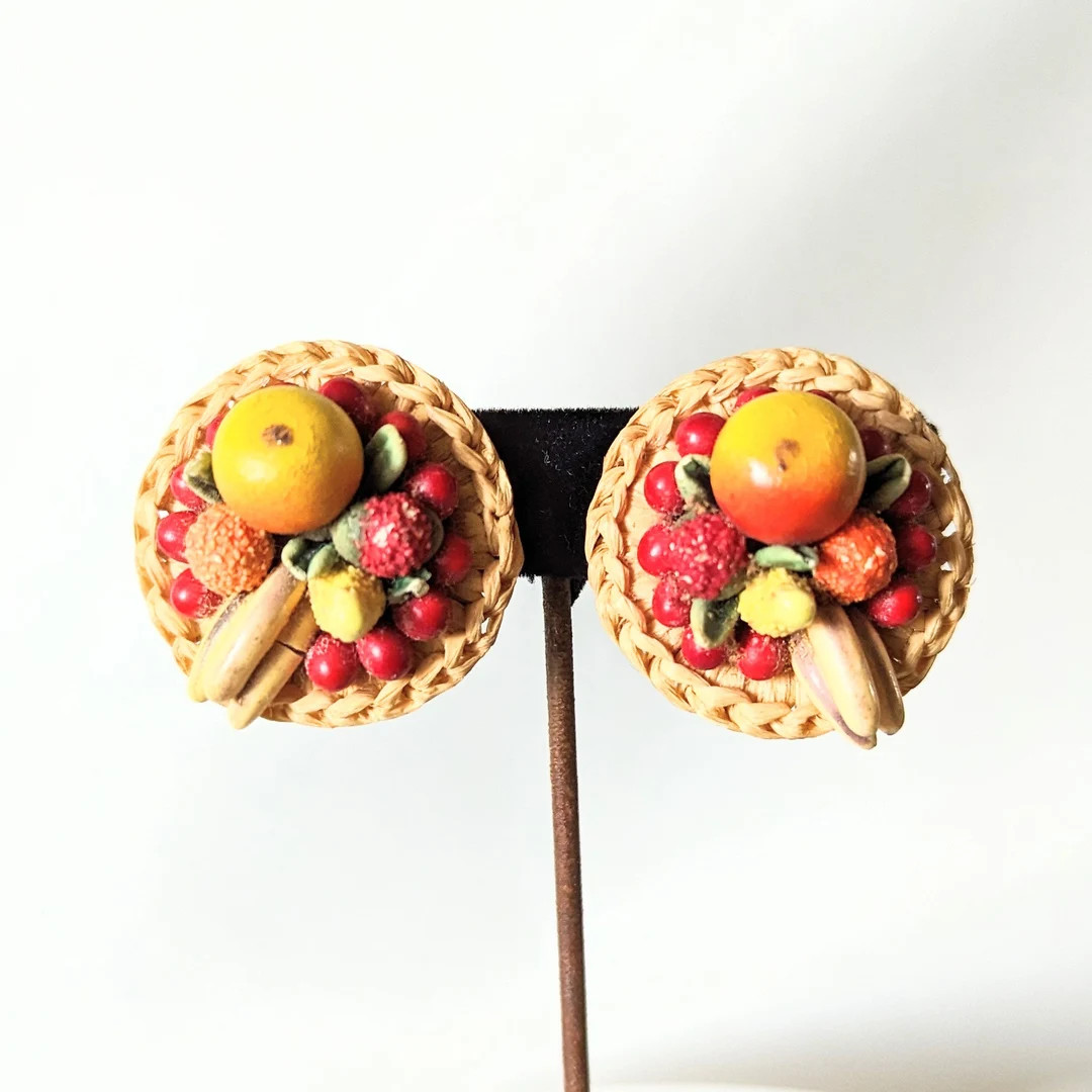 Vintage Fruit Basket Earrings Western Germany 1950s Carmen Miranda Style | Etsy (US)