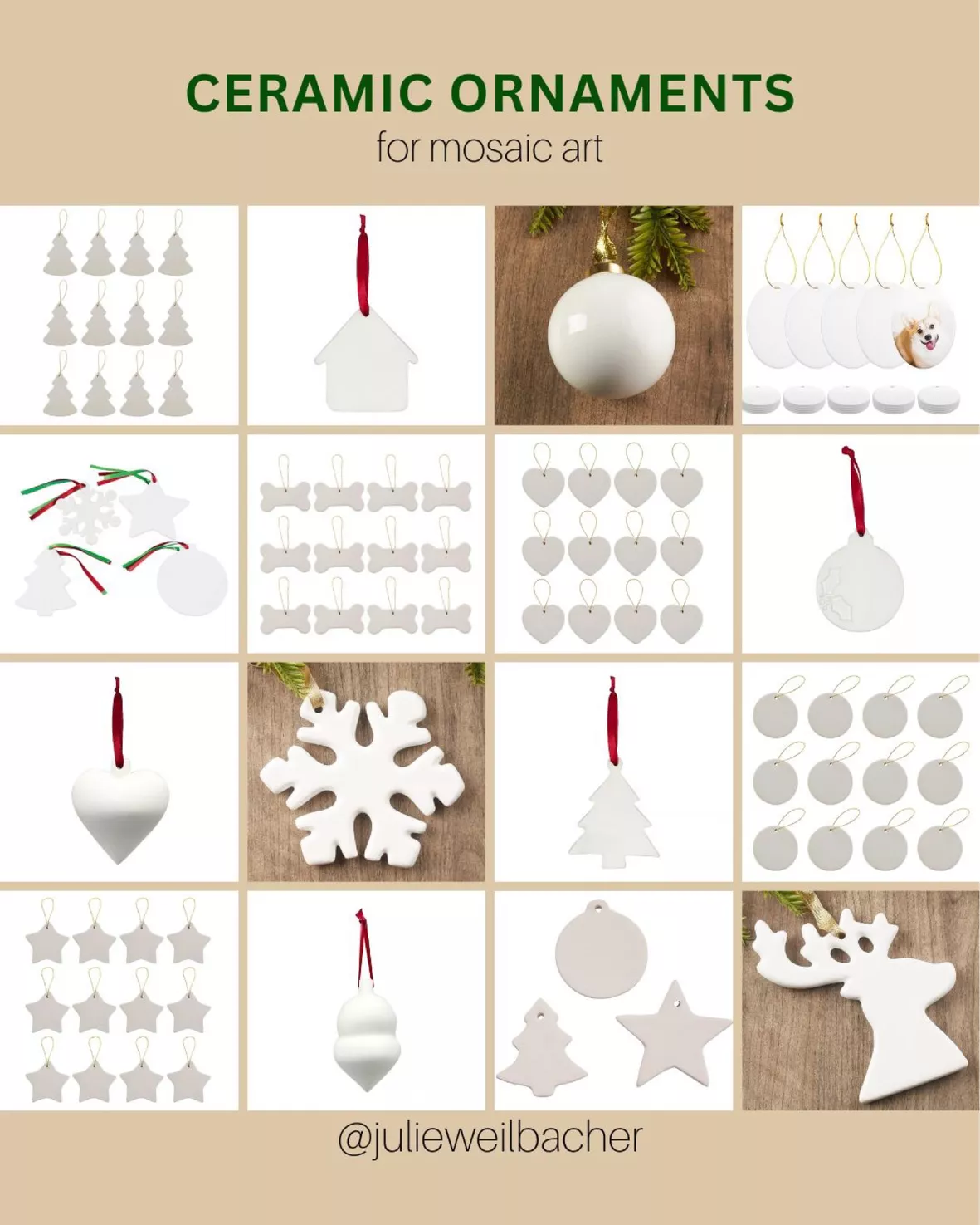 Ready to Paint DIY Ceramic Bisque Bone Shape Ornaments with Hanger for  Christmas Tree and Holiday Decoration