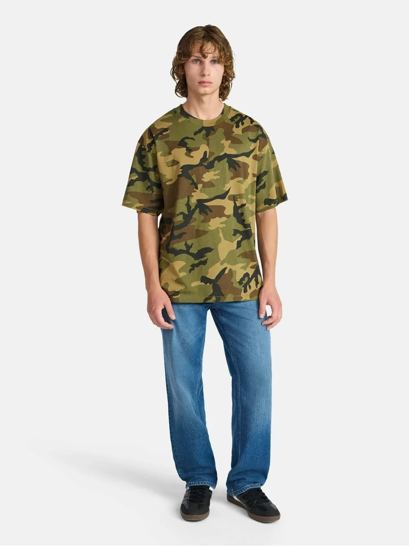No Boundaries All Gender Cotton Oversize Tee with Short Sleeves, Men's and Big Men's | Walmart (US)