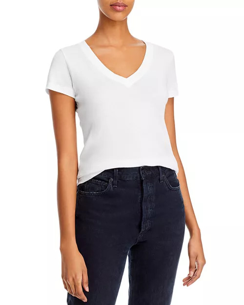 L'AGENCE Becca Cotton V-Neck Tee  | Bloomingdale's Women | Bloomingdale's (US)