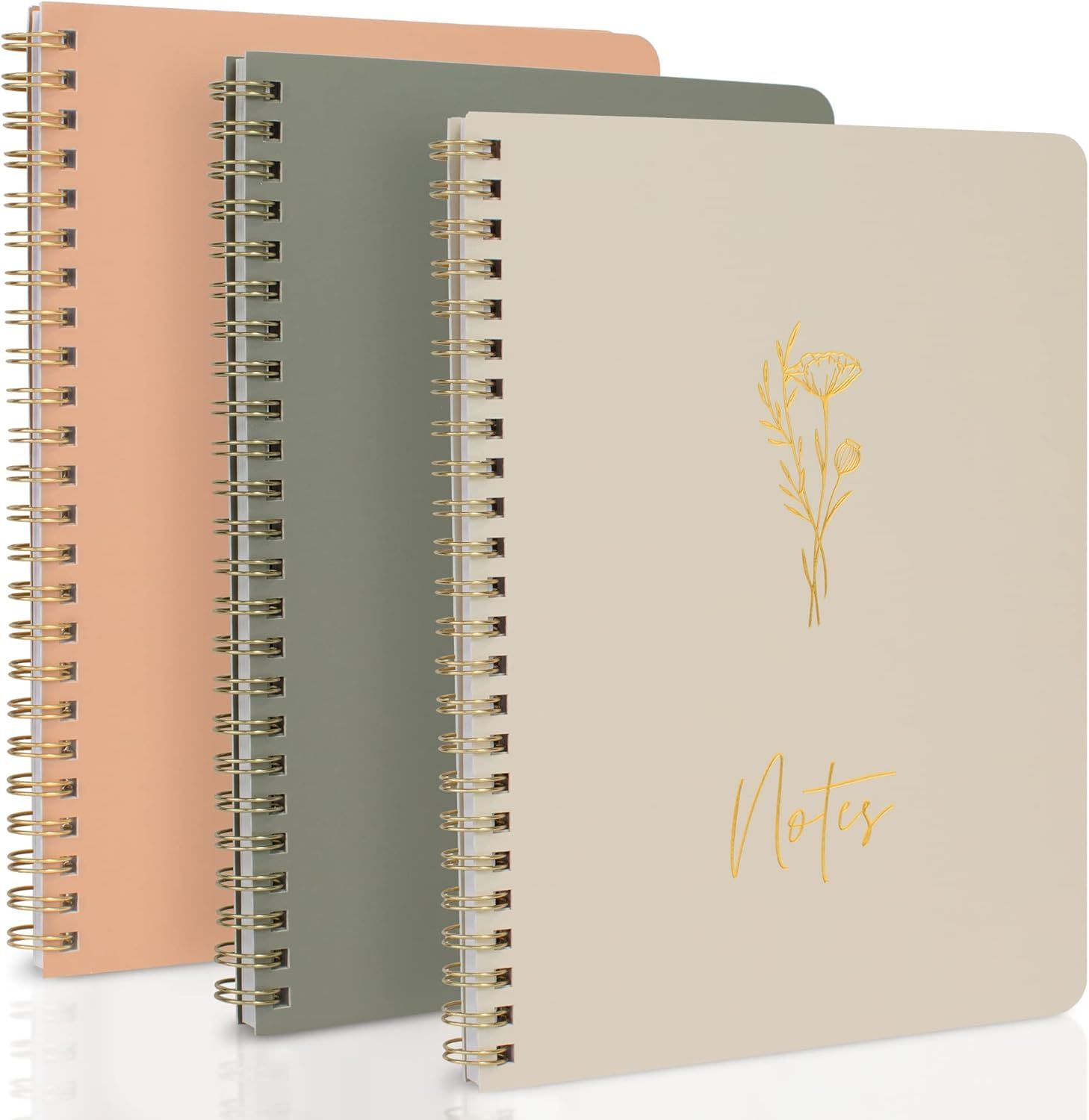 Aesthetic Spiral Notebook Set of 3 For Women - Cute College Ruled 8x6" Journal and Notebook With ... | Amazon (US)