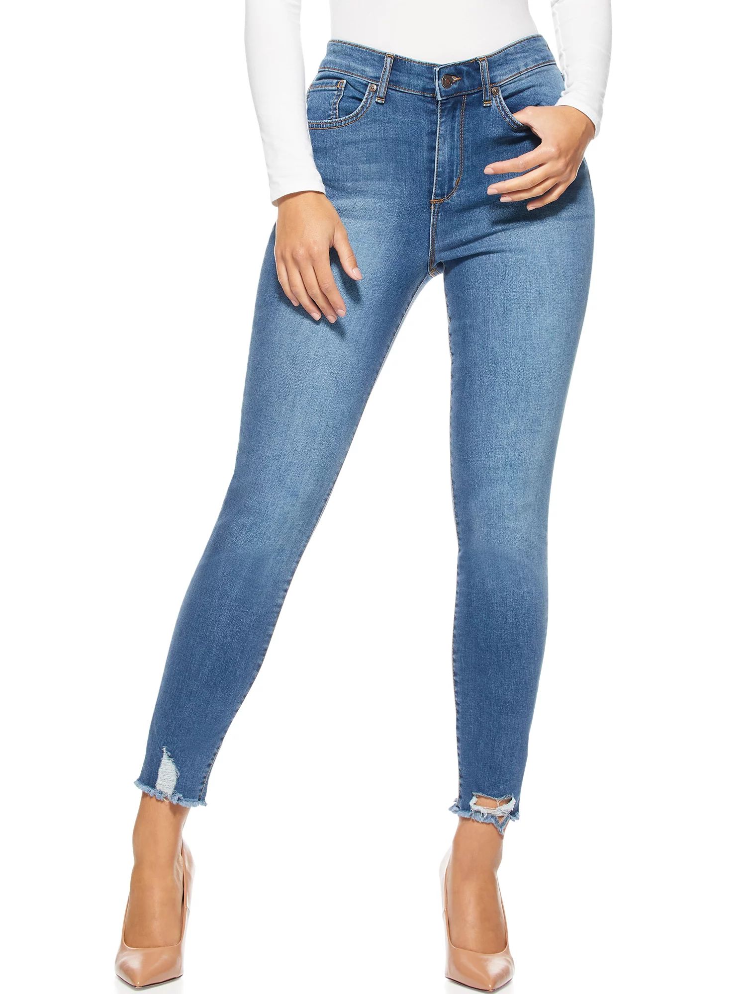 Sofia Jeans by Sofia Vergara Women’s Rosa Curvy Ripped High-Rise Ankle Jeans | Walmart (US)