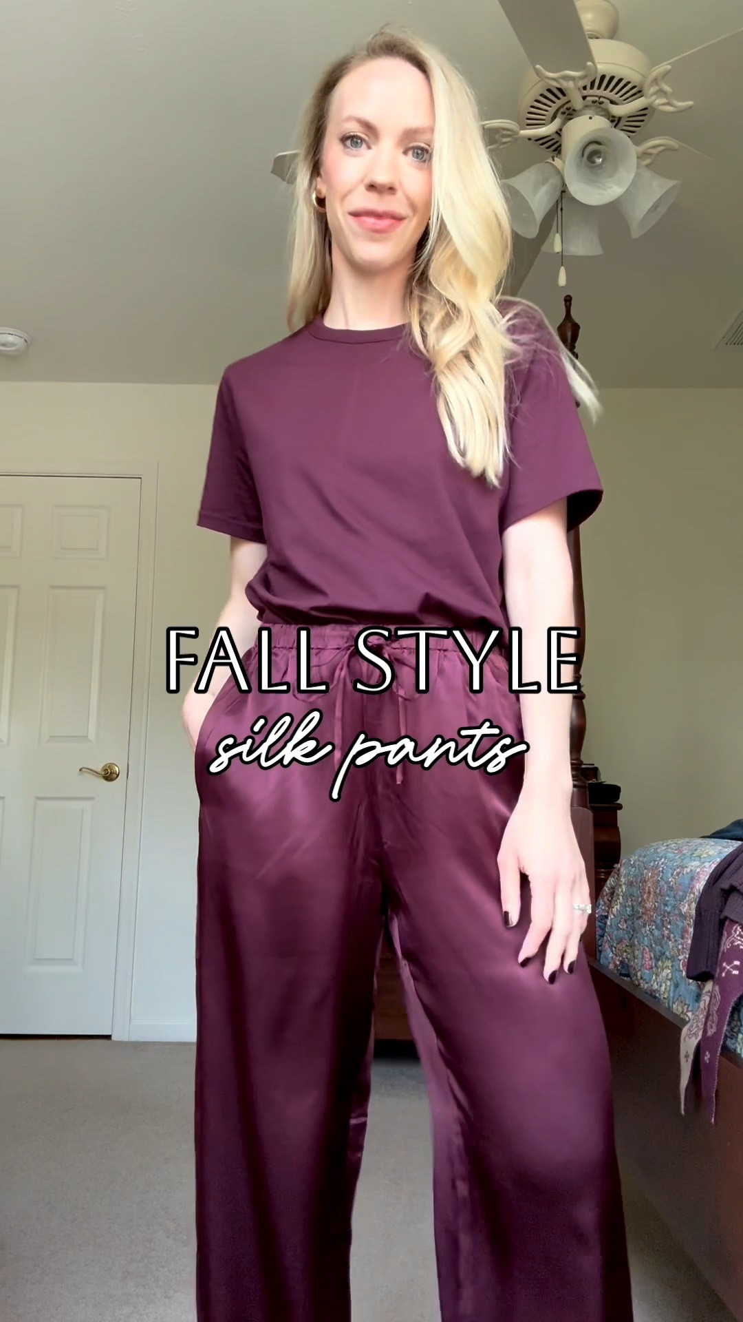 Styling silk pants for the office or date night - this pair is 100% silk and under $100