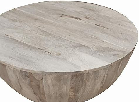 The Urban Port Distressed Mango Wood Coffee Table in Round Shape, Light Brown | Amazon (US)