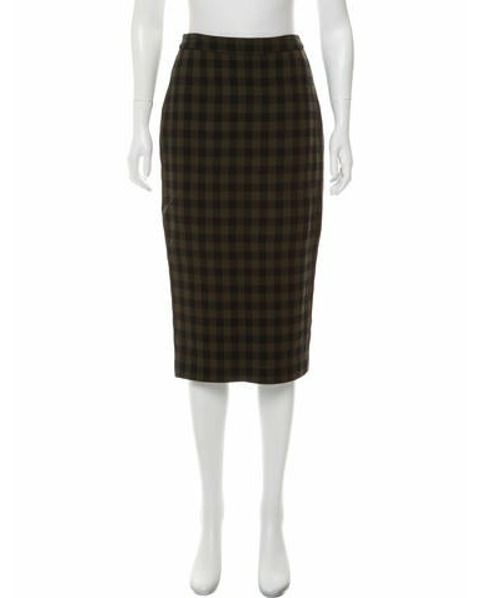 A.l.c. Virgin Wool Plaid Printed Pencil Skirt Olive | The RealReal