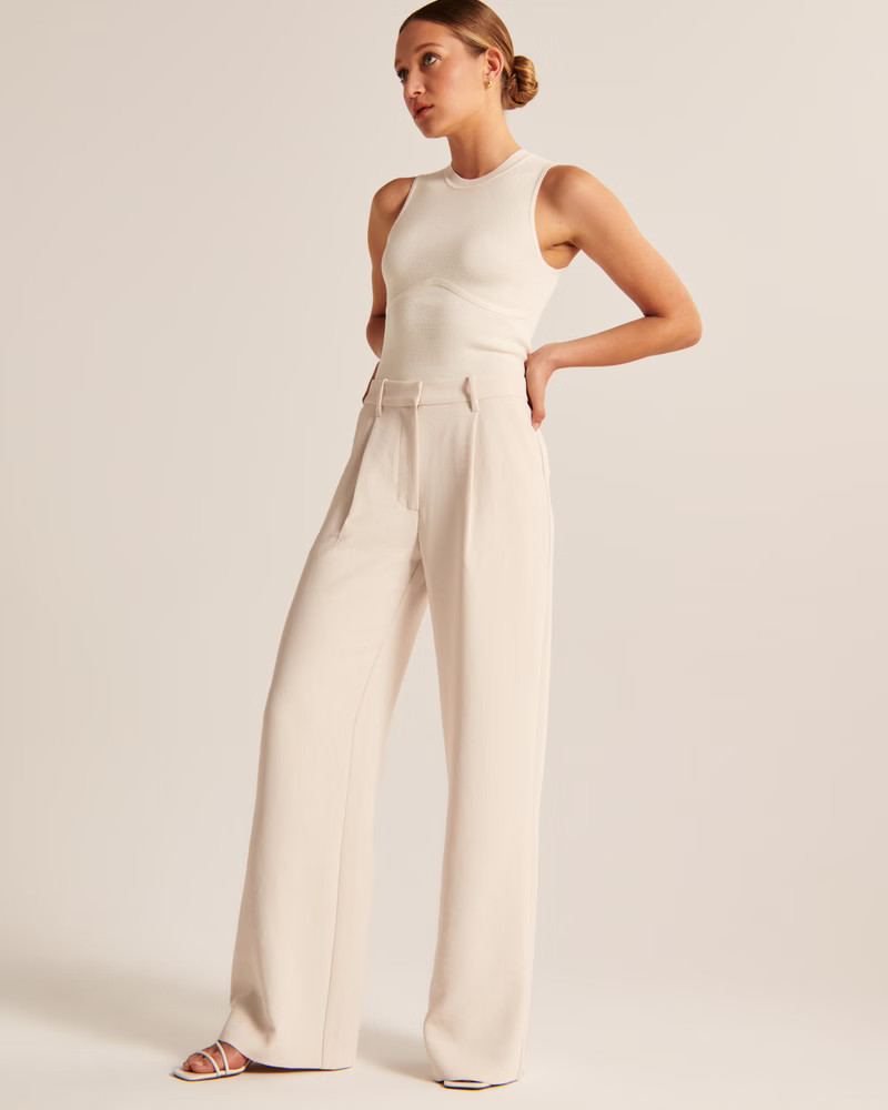 Premium Crepe Tailored Ultra Wide-Leg Pant | Abercrombie & Fitch (US)