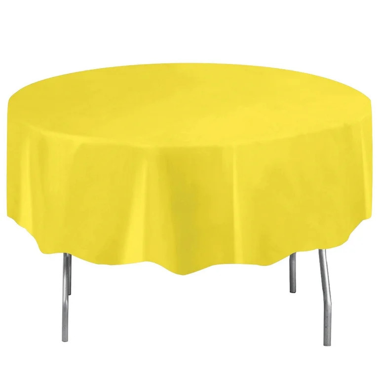Way to Celebrate! Round Neon Yellow Plastic Tablecloth, 84in | Walmart (US)