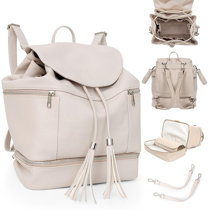 Citi Collective Journey Pearl Vegan Leather Diaper Bag Backpack | Elegant, Multifunctional, Trave... | Amazon (US)