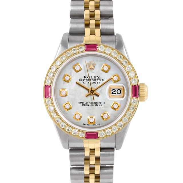 Pre-Owned Rolex 6917 Ladies 26mm Datejust Wristwatch Mother of Pearl Diamond (3 Year Warranty) - ... | Walmart (US)