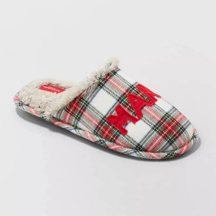 Women's Mama Elf Plaid Slide Slippers - Wondershop™ | Target