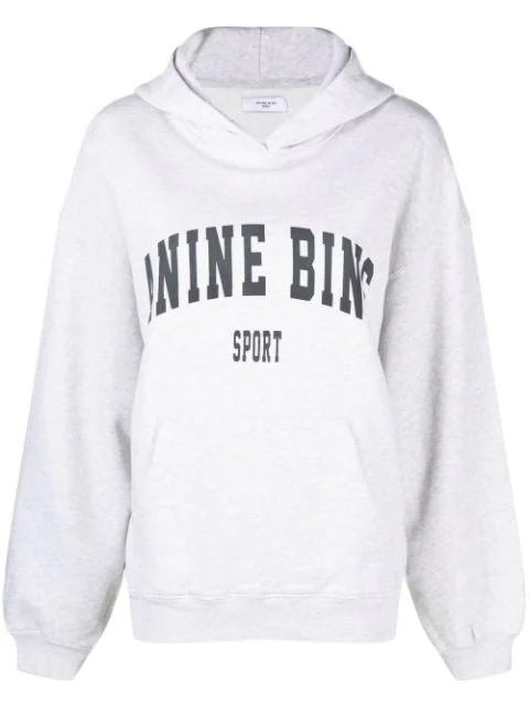 ANINE BING logo-print Detail Hoodie - Farfetch | Farfetch Global