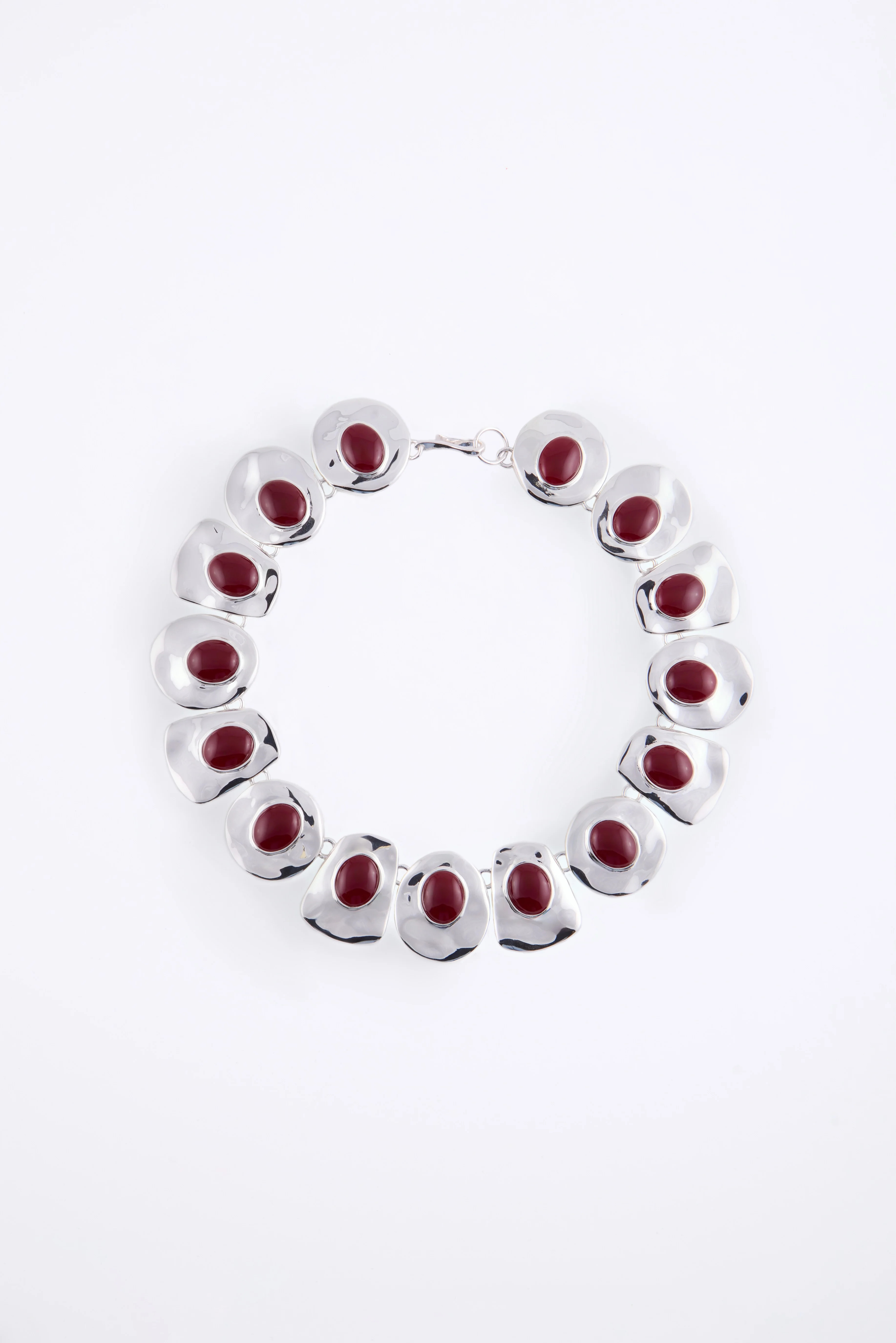 Stone Collar Necklace (Silver/Oxblood) | SAME