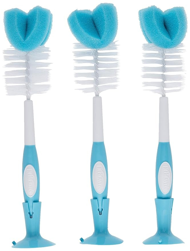 Dr. Brown's Baby Bottle Cleaning Brush with Sponge and Scrubber - Blue - 3-Pack | Amazon (US)