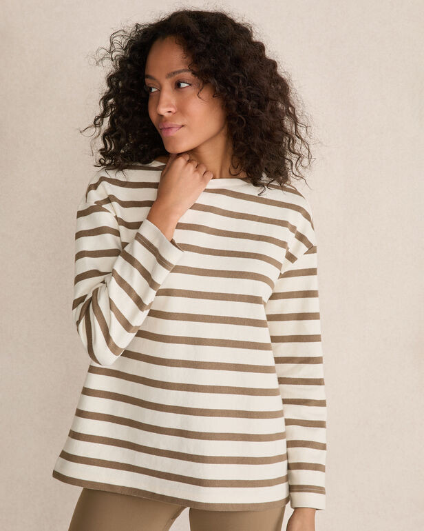 Organic Cotton Stripe Bateau Neck Top | Haven Well Within