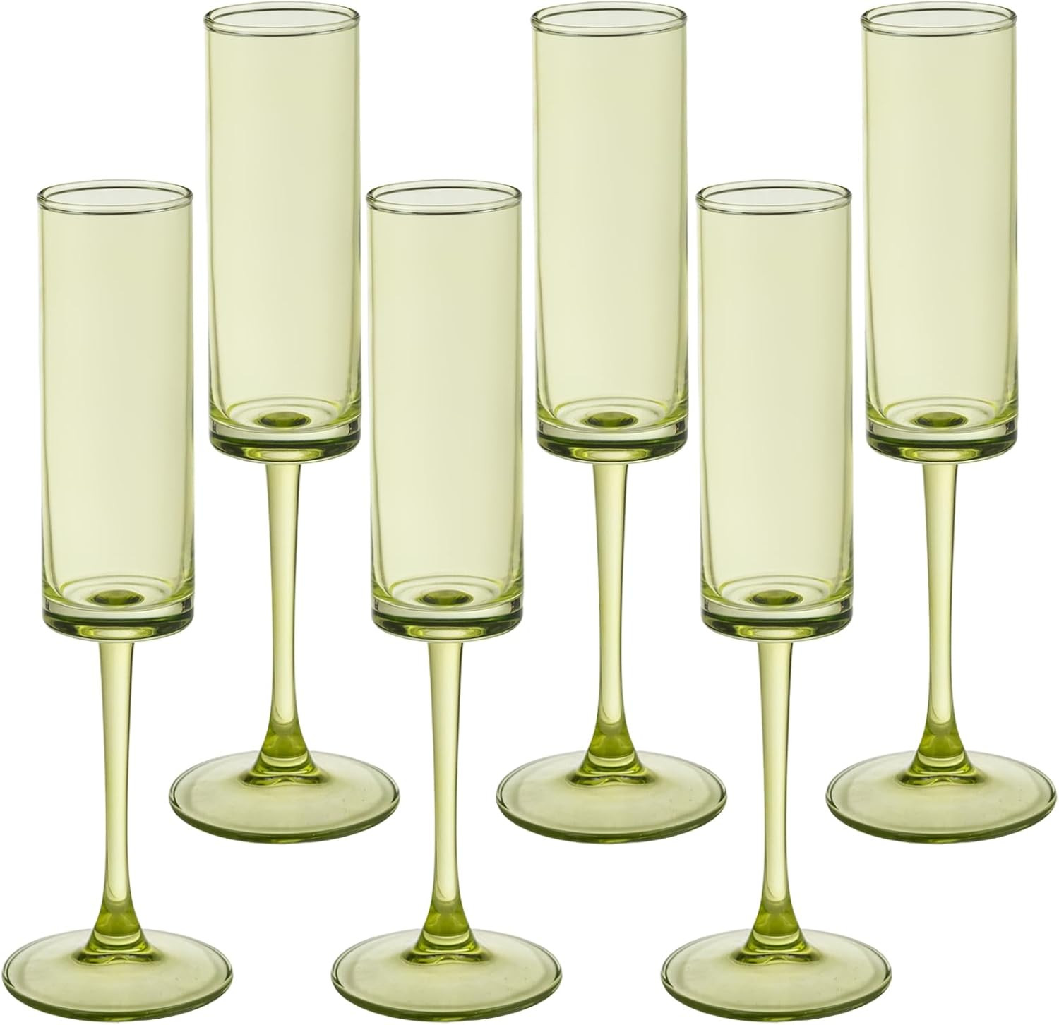 6 Pieces Green Champagne Flutes 6 OZ Straight Sided Wine Glasses Champagne Long Stem Drinking Col... | Amazon (US)