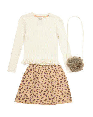 Toddler Girls 3pc Sweater Skirt Set With Purse | TJ Maxx