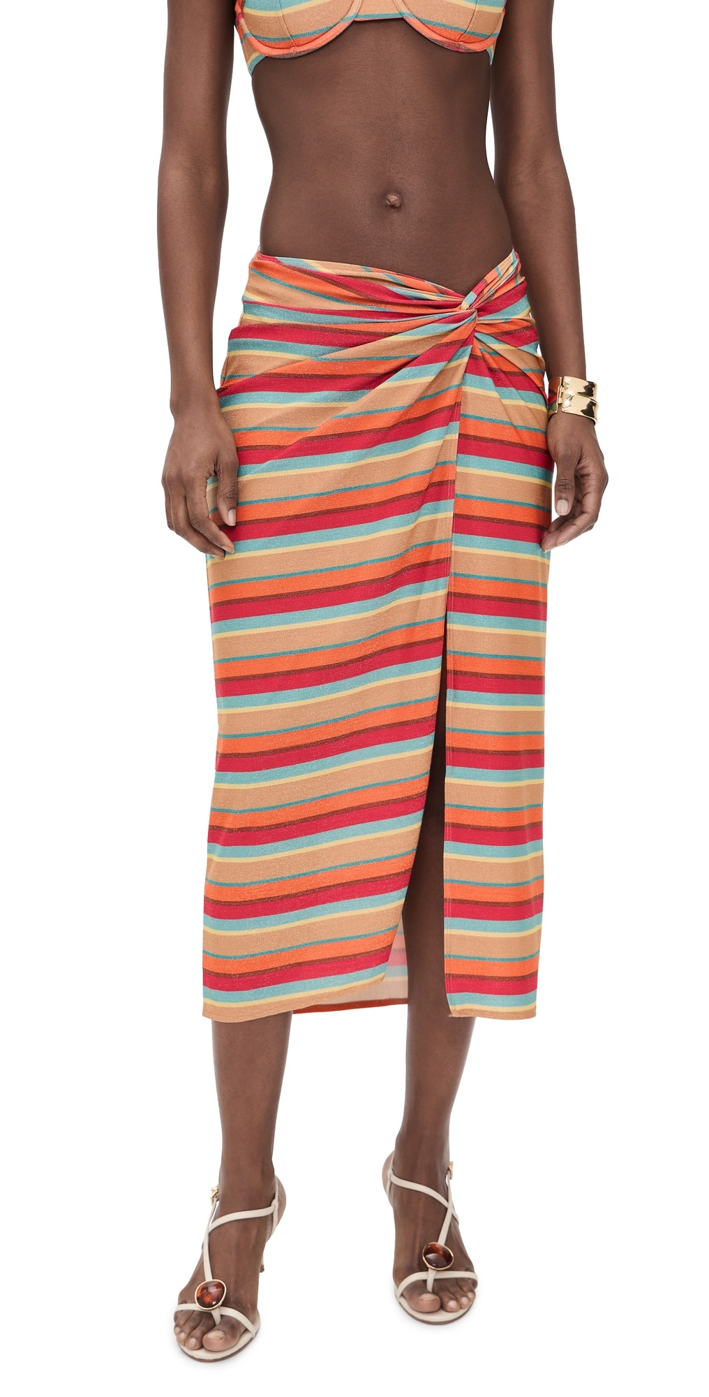 Ramy Brook Striped Xana Skirt Flame Glitter Stripe XL | Shopbop