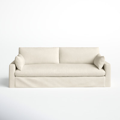 Luna 90" Square Arm Slipcovered Sofa with Reversible Cushions - Birch Lane | Havenly | Havenly