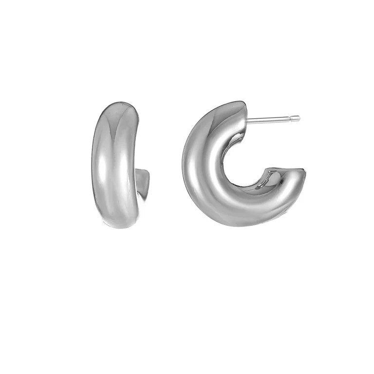 Time and Tru Silvertone Bubble Hoop Earring, 1 Pair | Walmart (US)