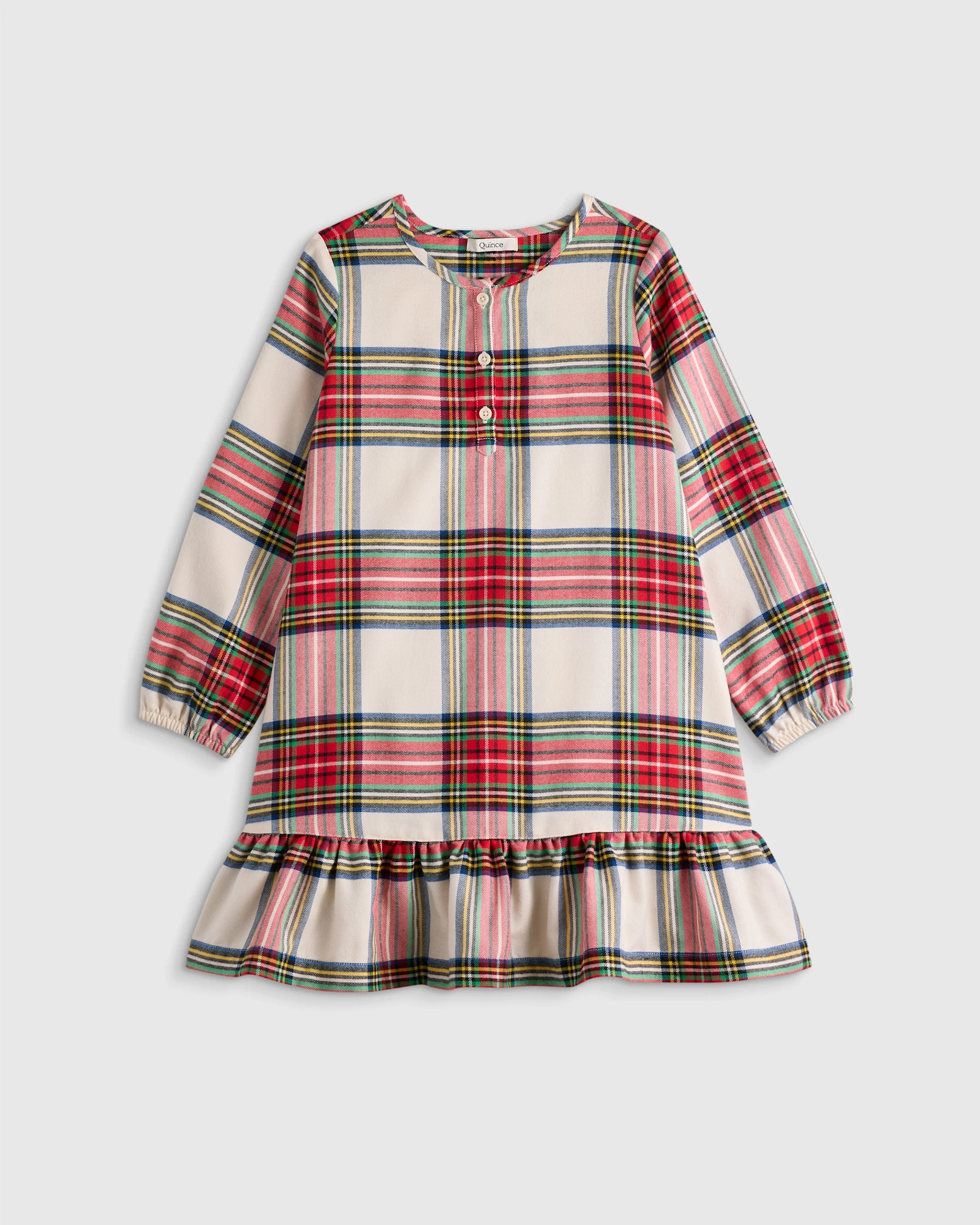 Quince | Holiday Flannel Nightgown in Holiday Tartan, Size 6, Recycled Polyester | Quince