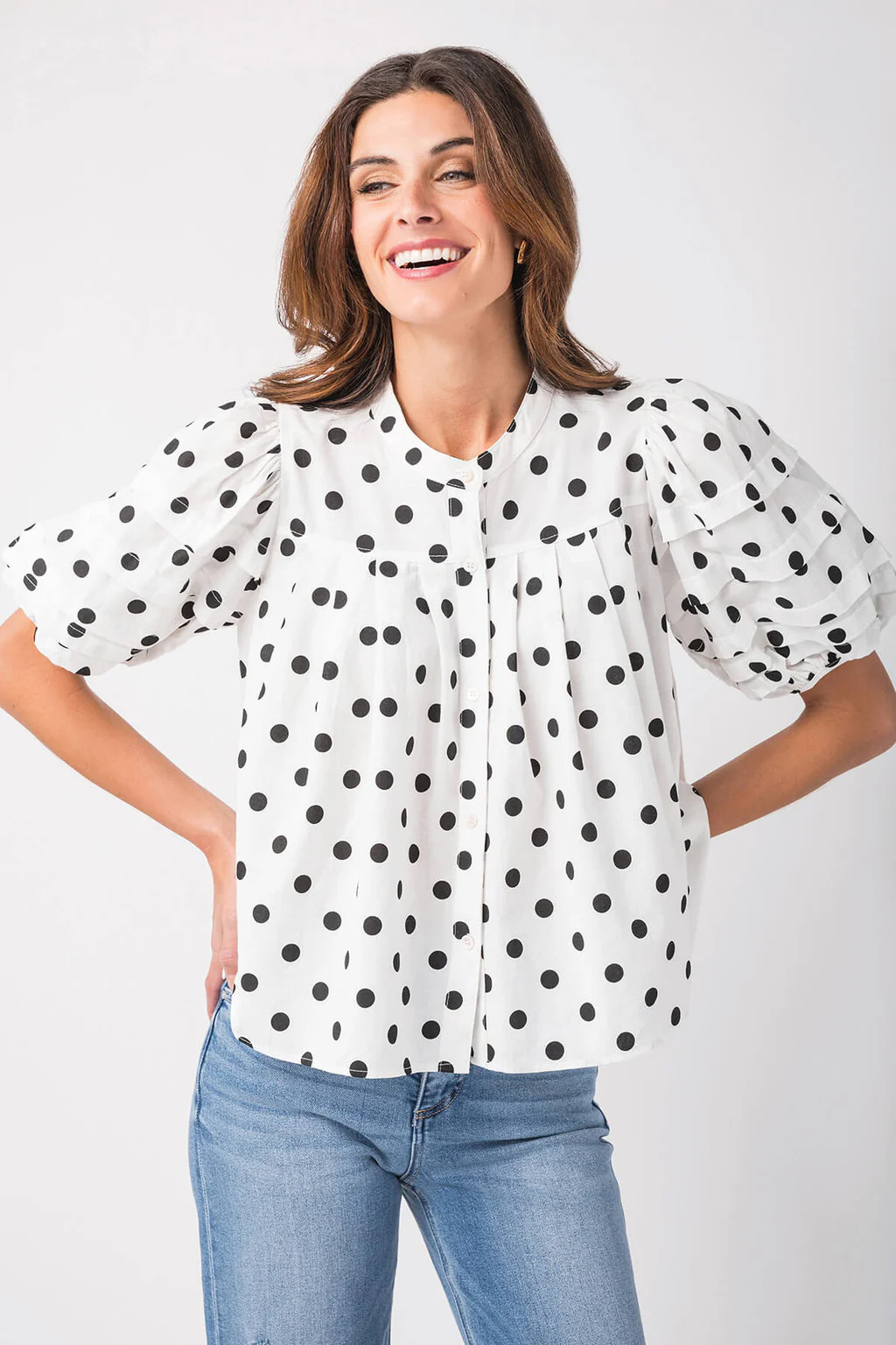 Olivaceous Polka Dot Blouse | Social Threads