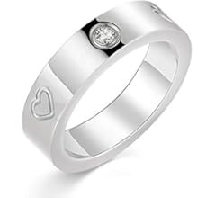 PDWZNBA Love Friendship Ring 18K Gold Silver Rose Plated Cubic Zirconia Stainless Steel Promise R... | Amazon (US)