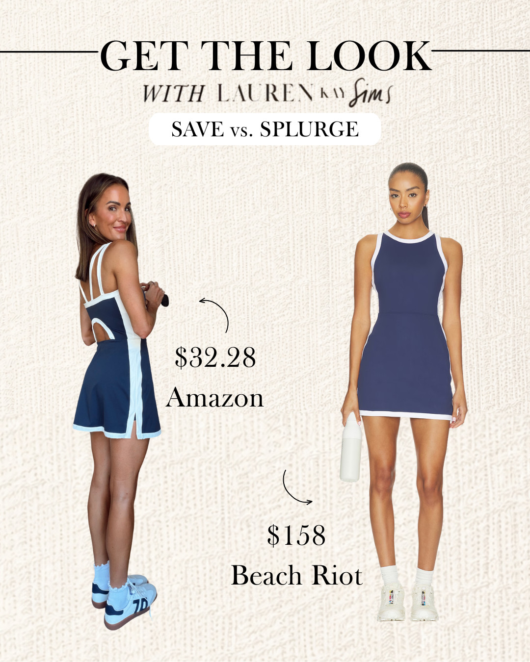 This save vs. splurge moment is so good! 

Same sleek navy-and-white sporty vibe, but the Amazon option is currently on sale and comes in at $32.28, while the Beach Riot version is $158! 

 #LTKootd #LTKActive #LTKSaleAlert