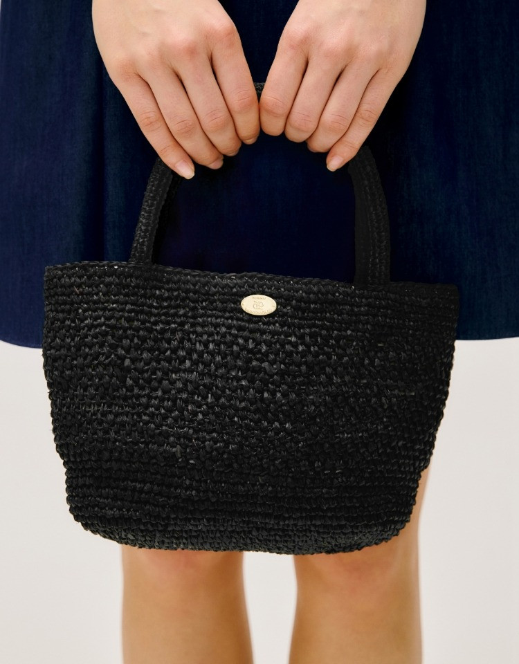raffia bag (mini-tote) - black | Depound