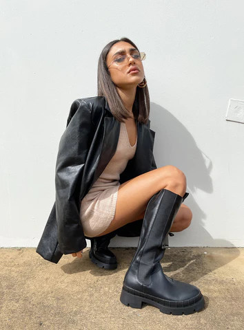 Jocelyn Faux Leather Blazer Black | Princess Polly AU