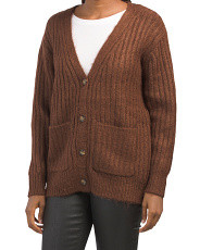 Long Sleeve Panel Ribbed Button Oversized Cardigan | Marshalls