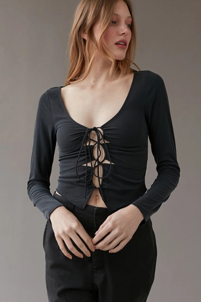 UO Elena Drawstring Cutout Top | Urban Outfitters (US and RoW)