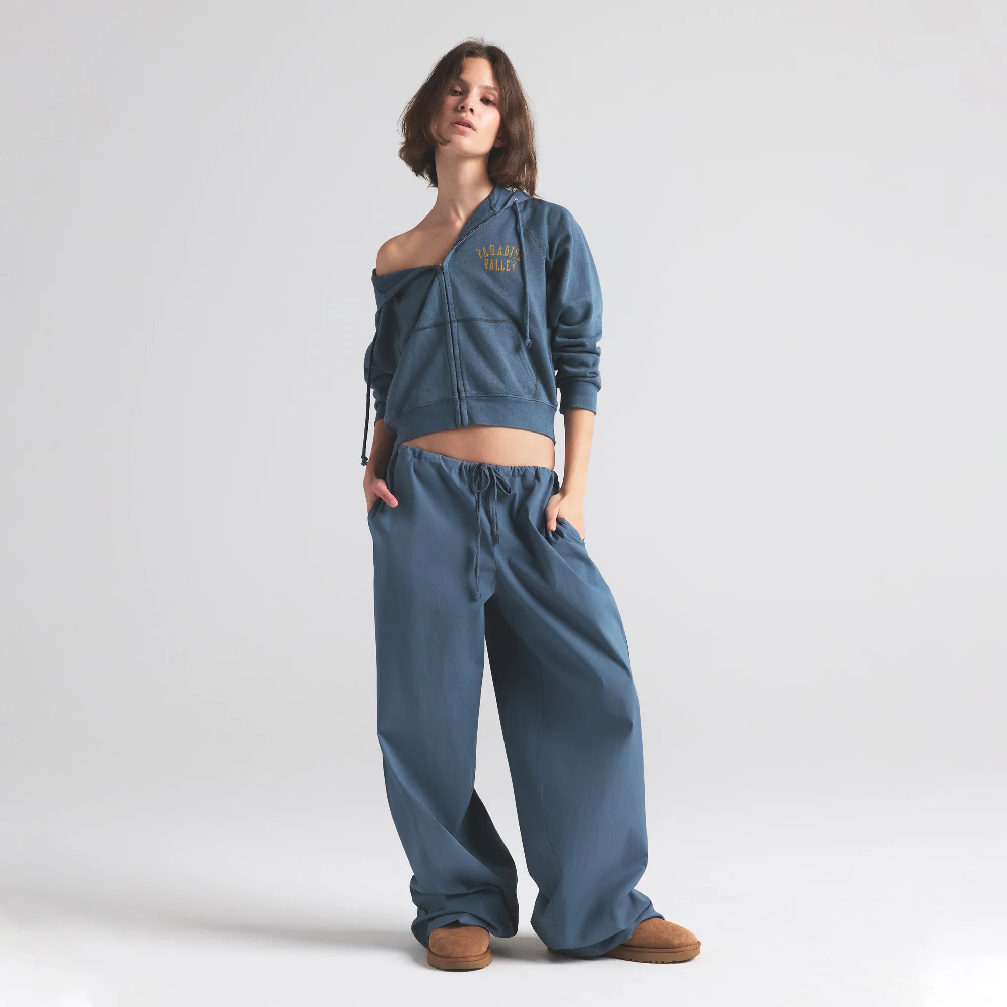SKIMS Straight Leg Pants | Blue | XS | Cotton Poplin | SKIMS (US)