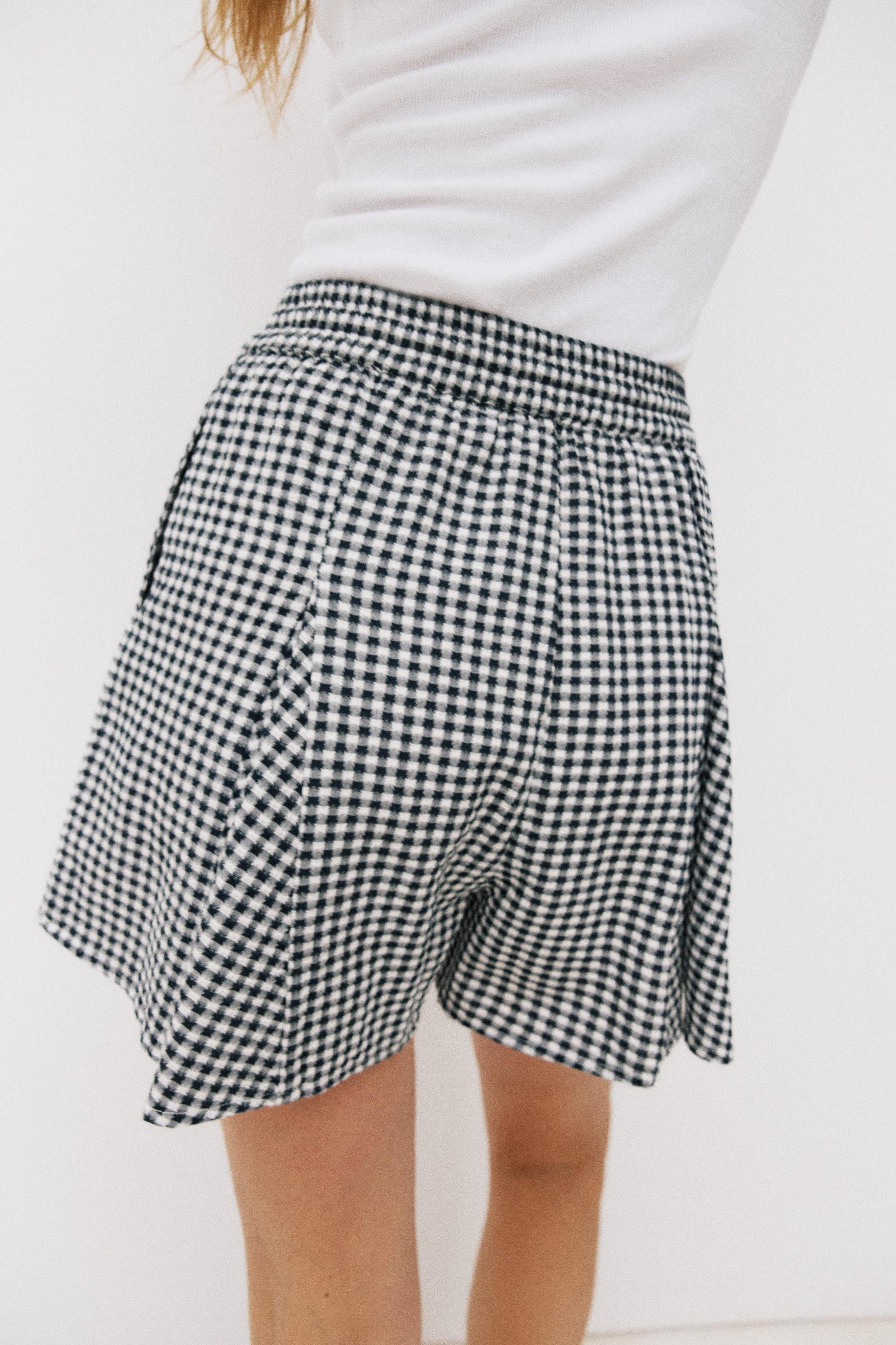 GINGHAM CHECK SKORT WITH RUFFLES | Zara US