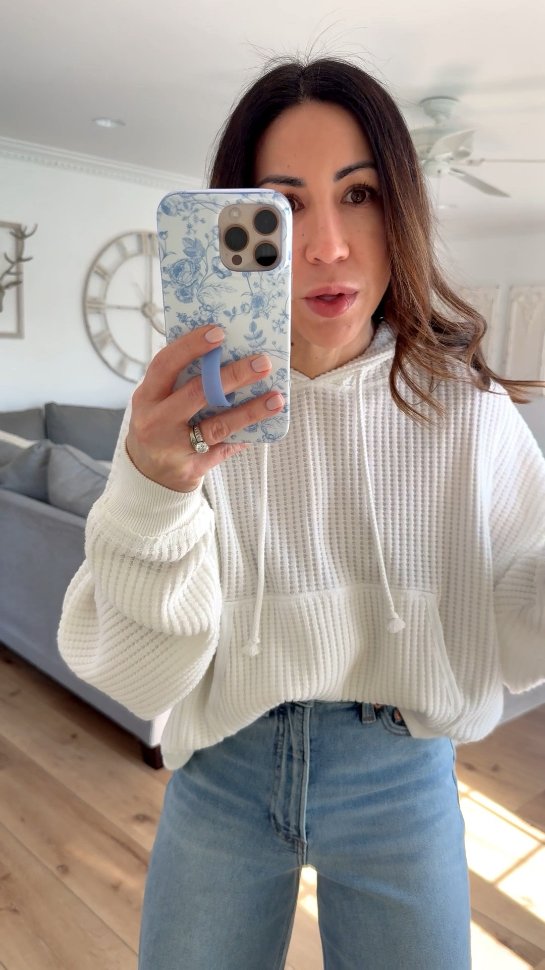 I size up to a 26 in the Pistola jeans. American Eagle code tammyAE25. Small hoodie. Wide leg jeans.



#LTKOver40 #LTKSaleAlert