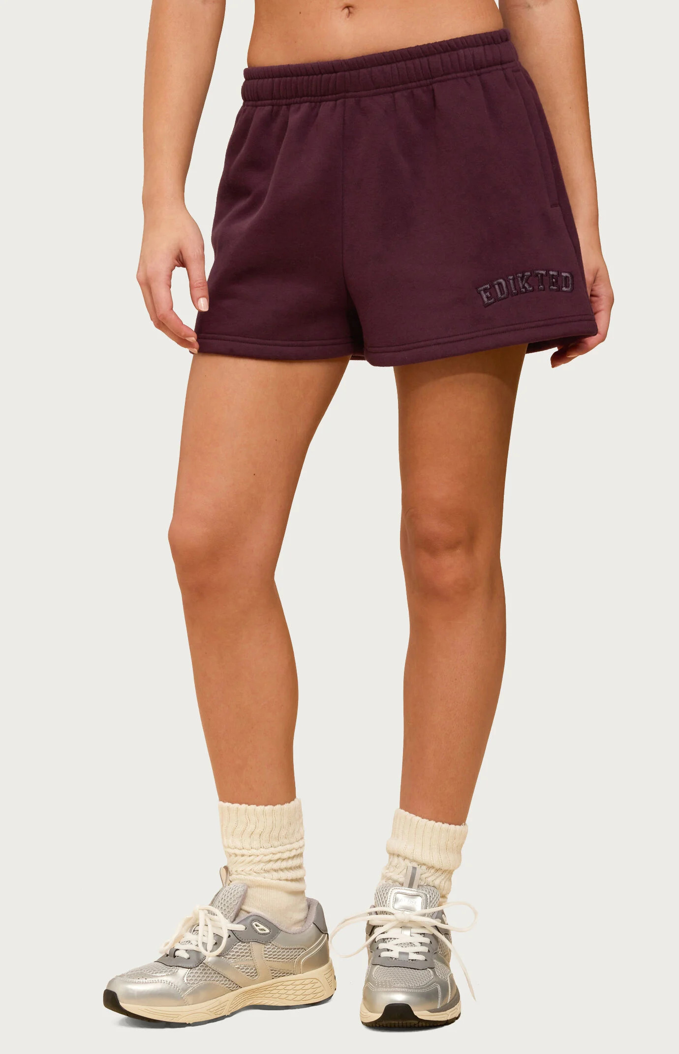 Women's Edikted Girl Sweat Shorts in Plum - Size Small | PacSun