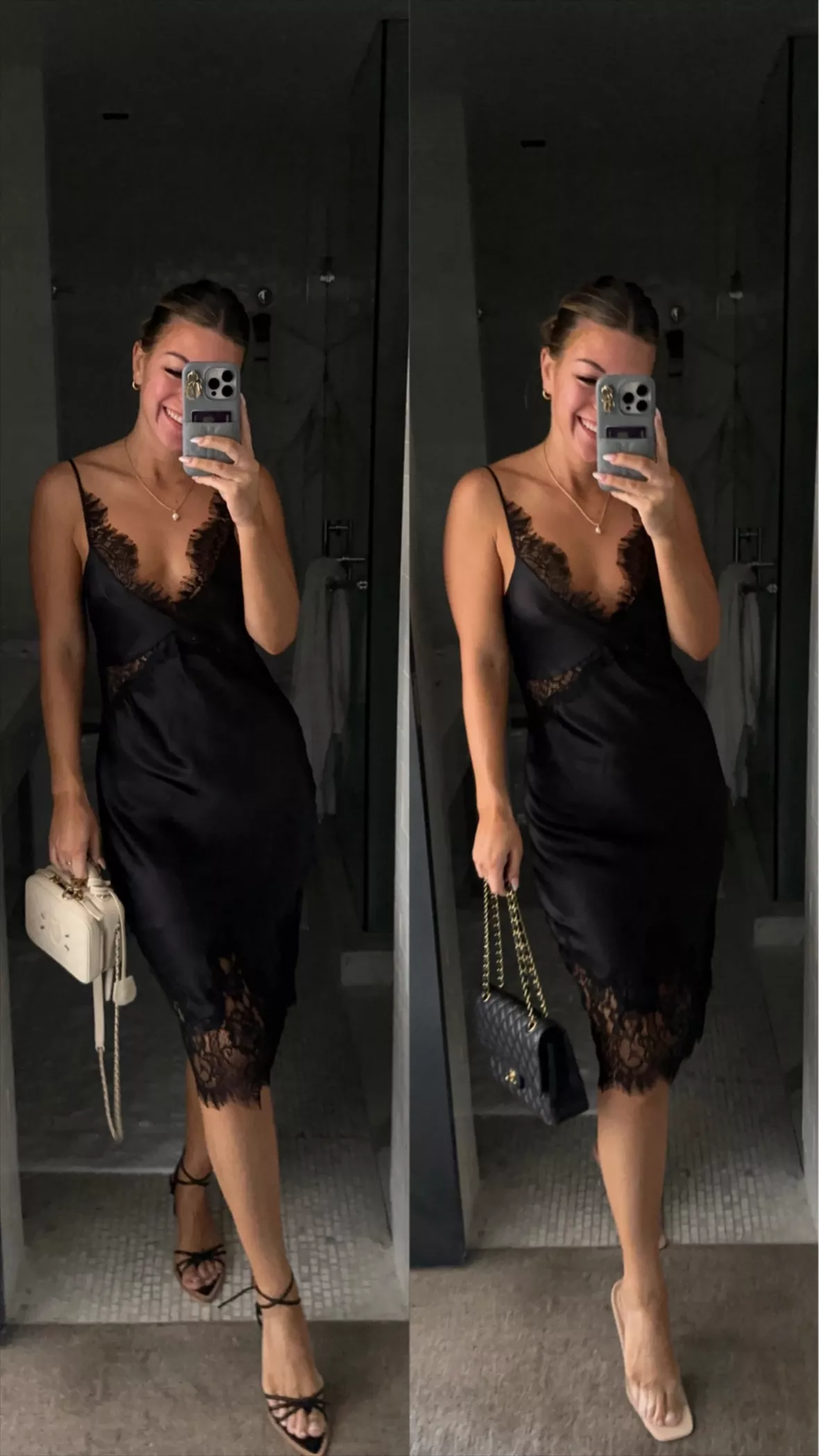 Lace Midi Slip Dress in Black curated on LTK