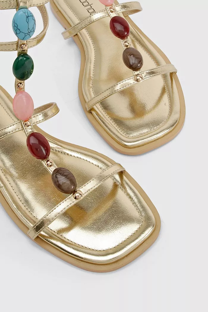 Beaded Gladiator Sandals | Boohoo.com (UK & IE)