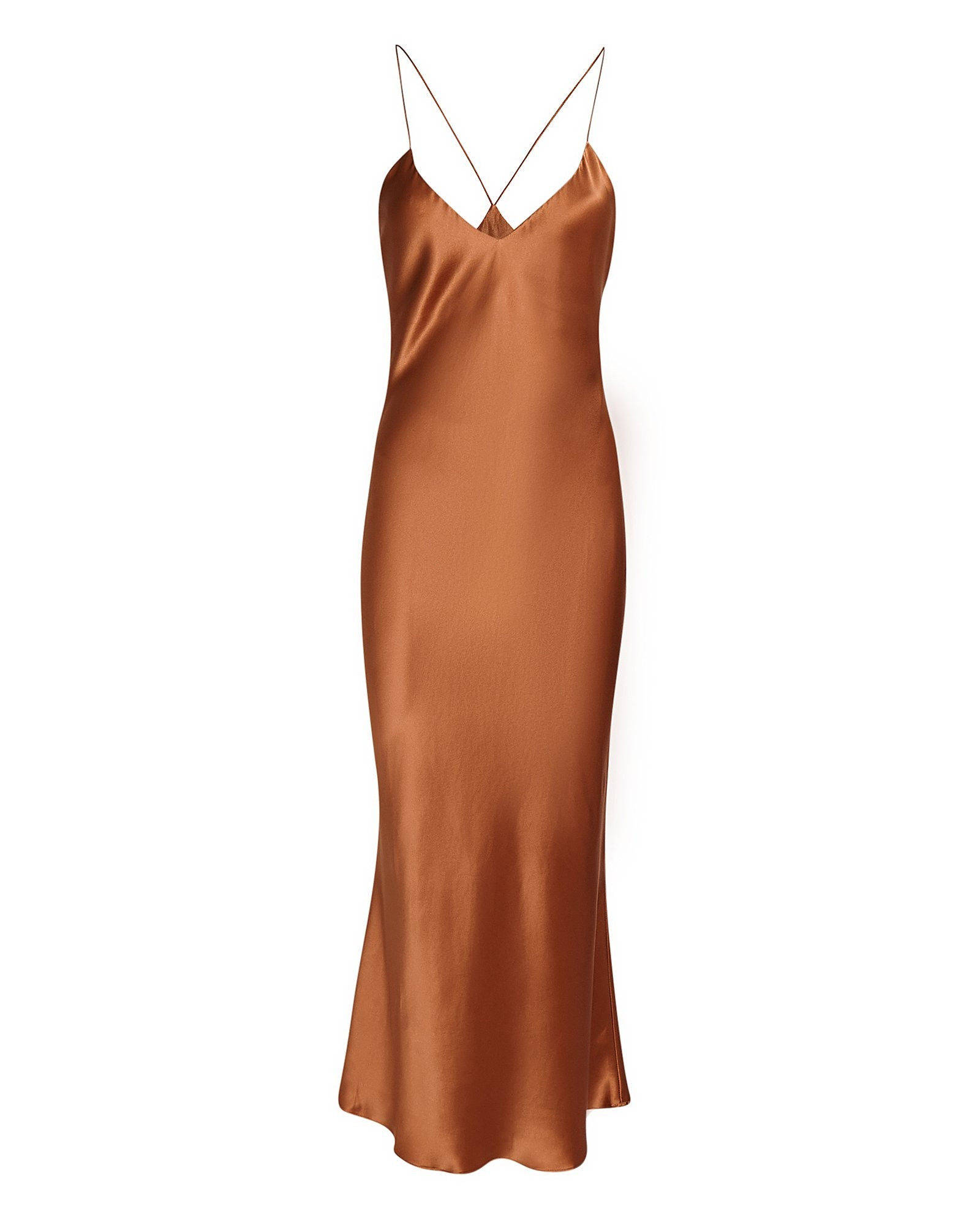 ALIX NYC Lewis Silk Slip Dress, Brown S | INTERMIX