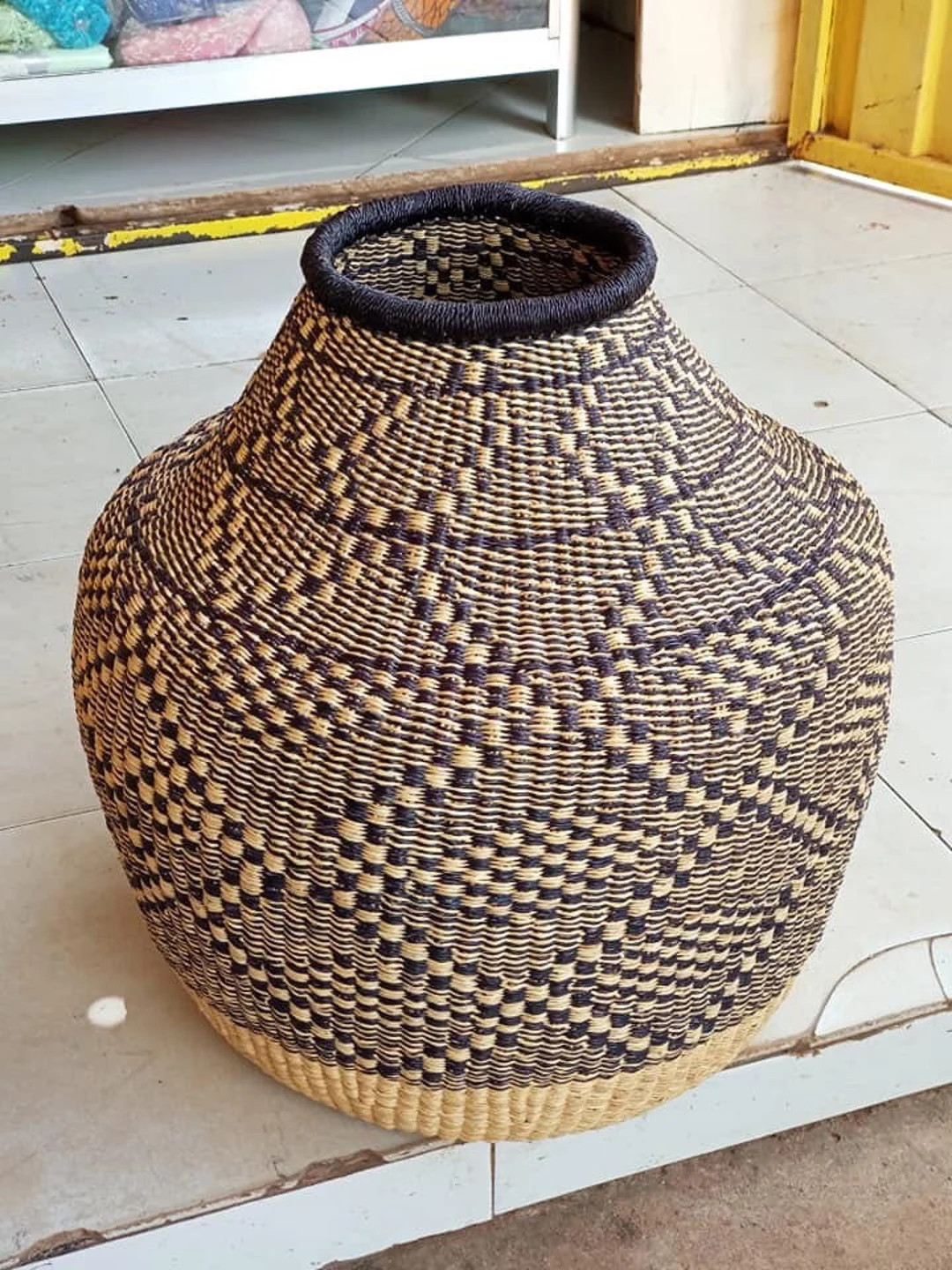 Woven Decorative basket- Home interior-handmade bolga basket-Houseplant Pot -Large Plant Pot -Wov... | Etsy (US)