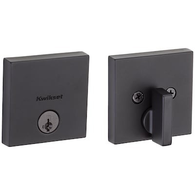 Kwikset Signatures Downtown Matte Black with SmartKey Single Cylinder Deadbolt Lowes.com | Lowe's