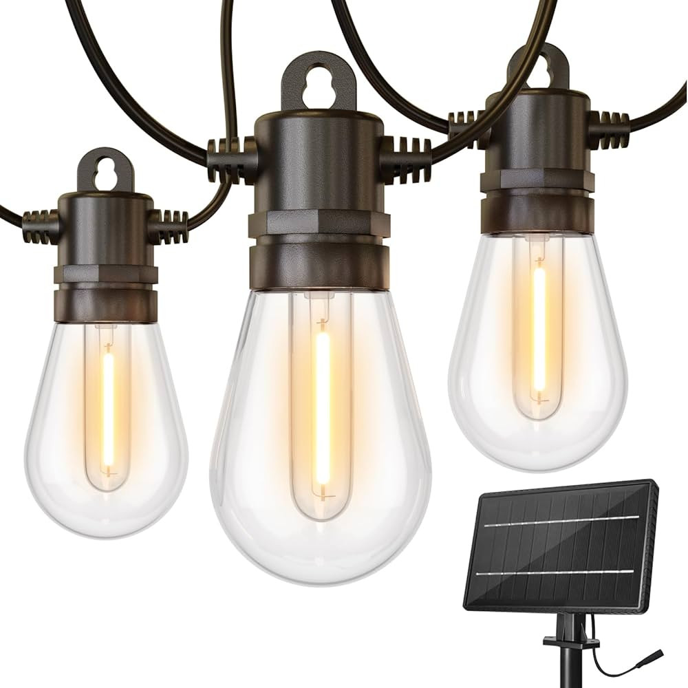 GLUROO Solar String Lights for Outside, 48FT Powered Patio Lights with 15 LED Luces Solares para,... | Amazon (US)