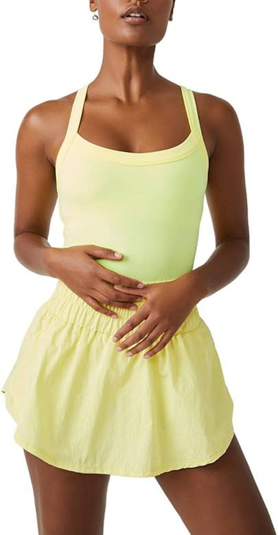 The Way Home Skortsie Workout Mini Dress Free FP People Dupes with Shorts Underneath, Sleeveless ... | Amazon (US)