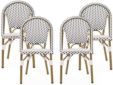 Christopher Knight Home 313254 Philomena Outdoor French Bistro Chair (Set of 4), Black + White + ... | Amazon (US)