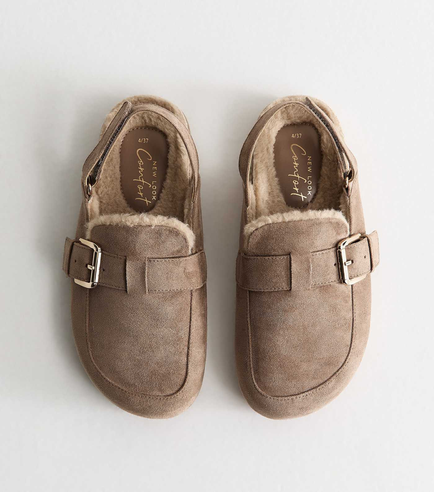 Light Brown Faux Suede Buckle Mule Loafers | New Look | New Look (UK)