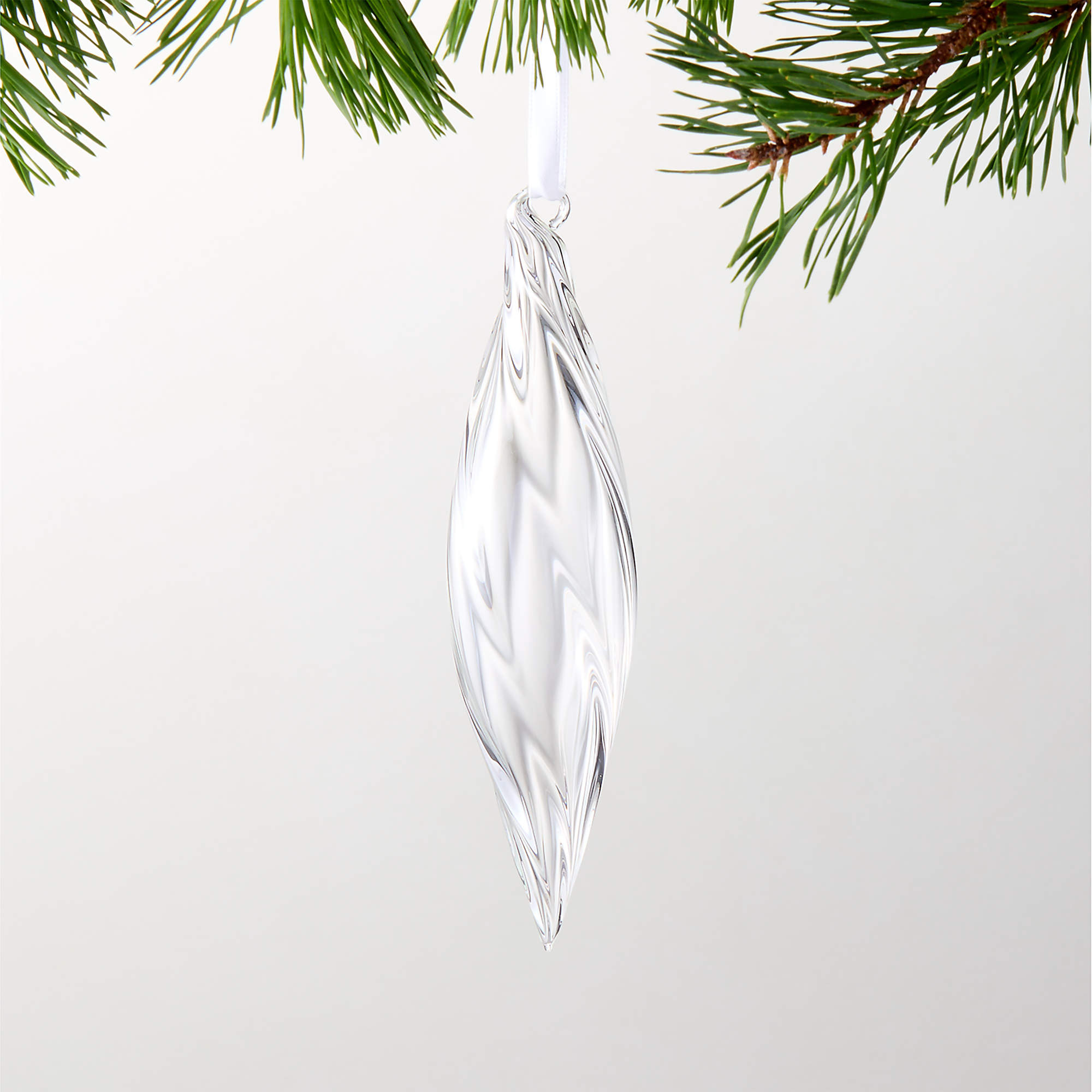 Calista Twist Clear Glass Christmas Tree Ornament 6.5" + Reviews | CB2 | CB2